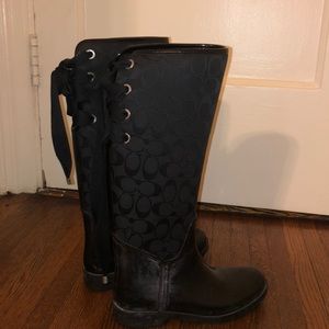 Coach black rain boots
